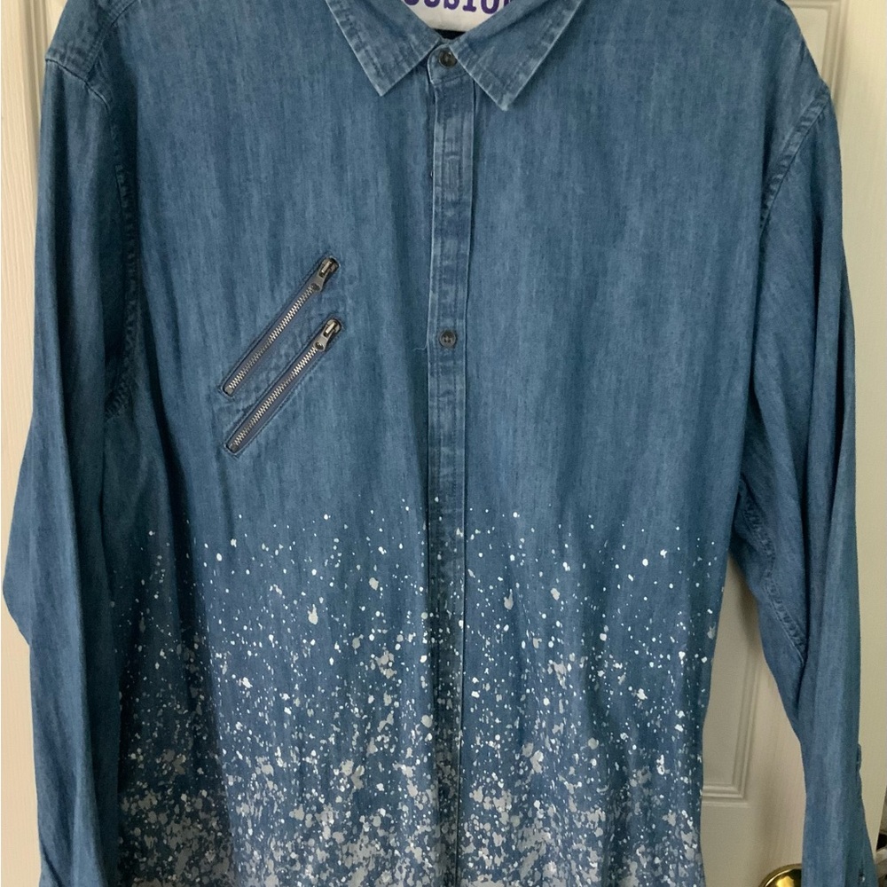 INC International Concepts Blue Denim Button-Up Shirt
